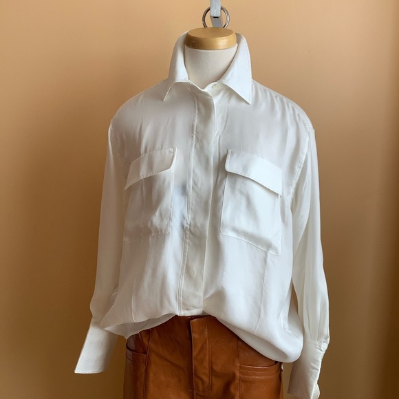 GANT Eggshell Relaxed Flap Pocket Dagger Collar Shirt Size 6 - Picture 2 of 14